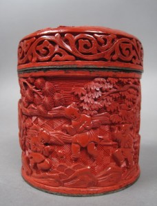 Antique Oriental Antique Cinnabar Tea Caddy